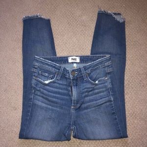 Paige Hoxton Crop High Rise Ankle Jeans Raw Hem 27